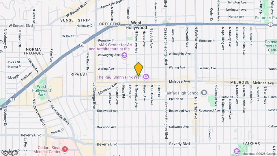 714 N Sweetzer Ave Map and Location Details
