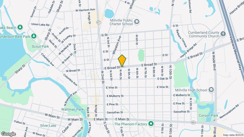 401 E Broad St Map and Location Details