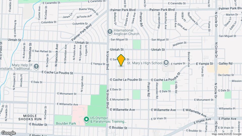 1920 E Yampa St, Unit 1 Mapa y Detalles de la Ubicación