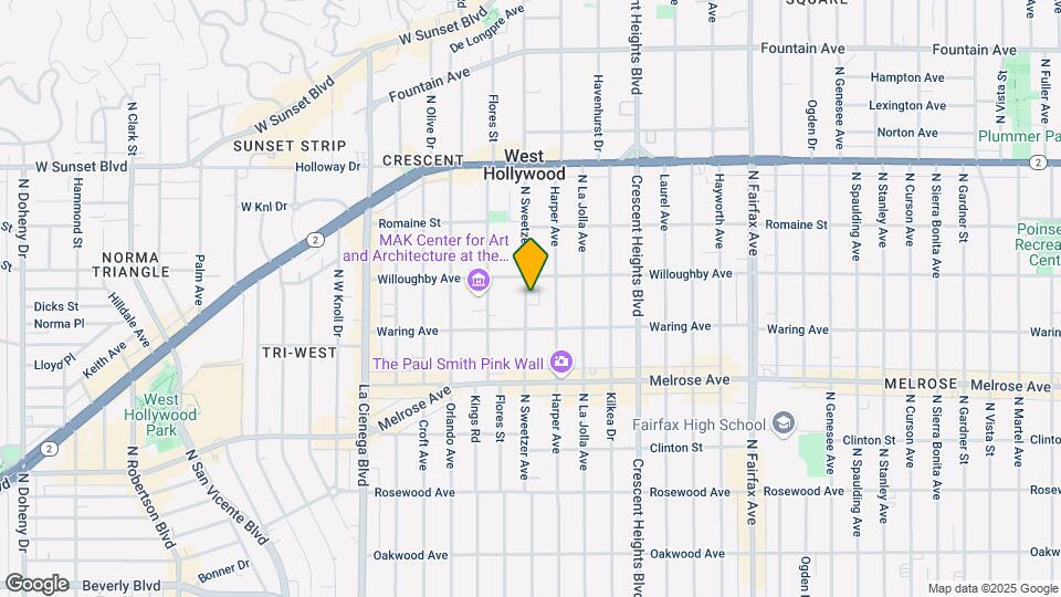832 N Sweetzer Ave Map and Location Details