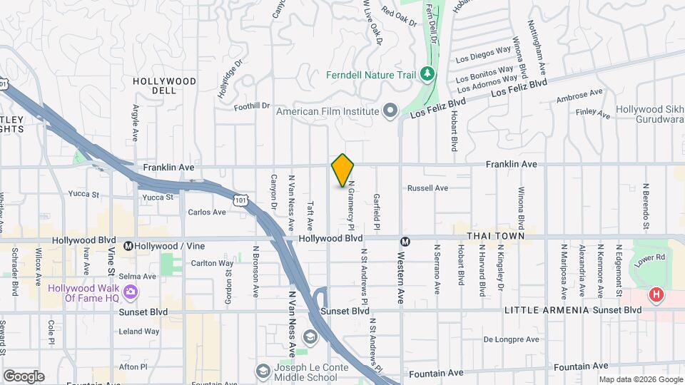 1825 N Gramercy Pl, Unit 311 Map and Location Details