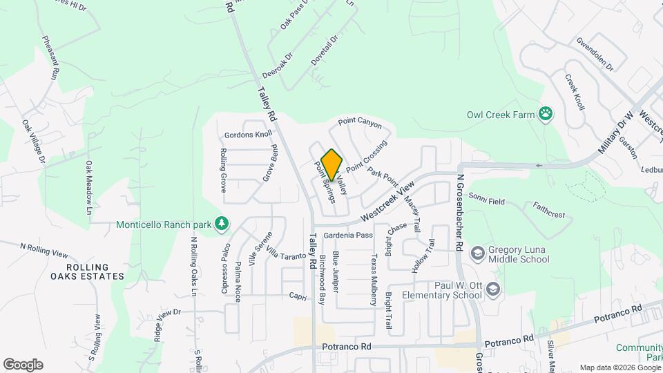 610 Point Springs Map and Location Details