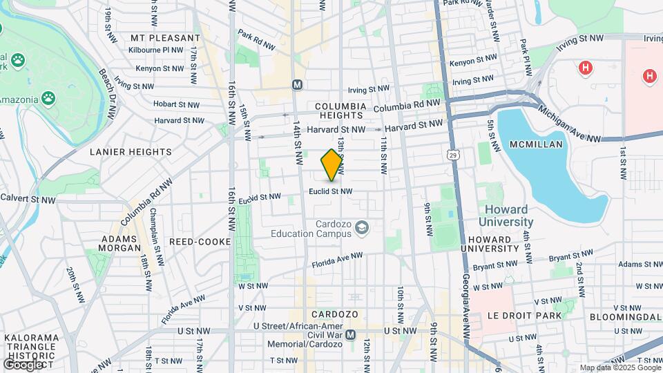 1315 Euclid St NW, Unit B Map and Location Details