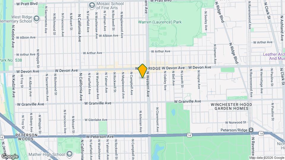 6321 N Artesian Ave Map and Location Details