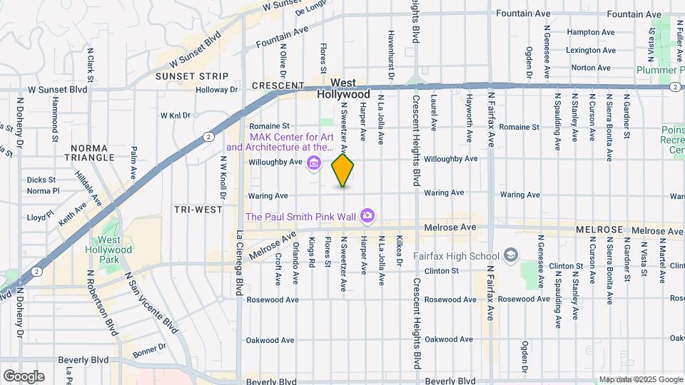 801 N Sweetzer Ave Map and Location Details