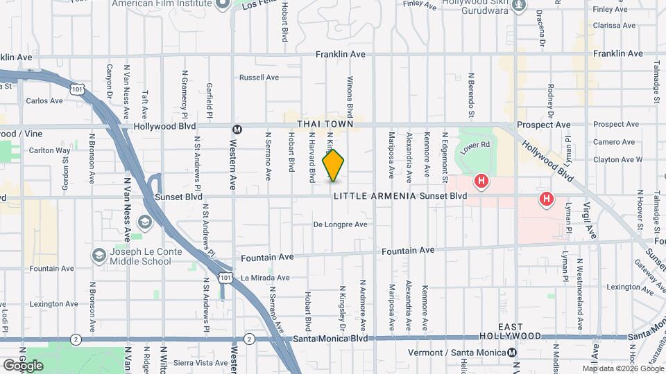 1516 1/2 N Kingsley Dr Map and Location Details