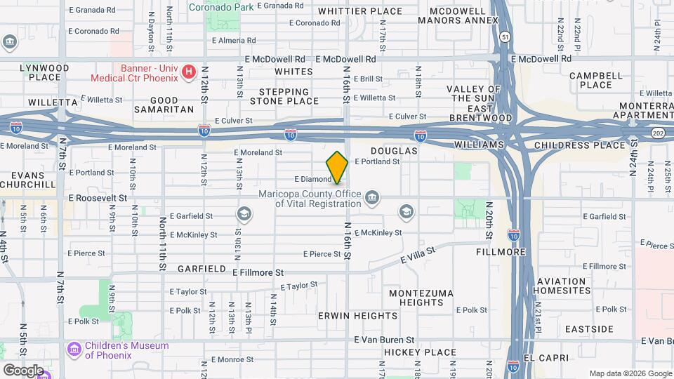 1534 E Roosevelt St, Unit 3 Mapa y Detalles de la Ubicación