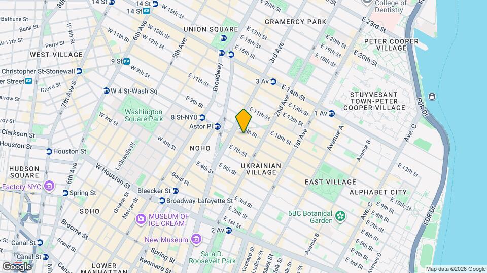 Classic East Village One-Bedroom with Exposed Brick & High Ceilings Map and Location Details