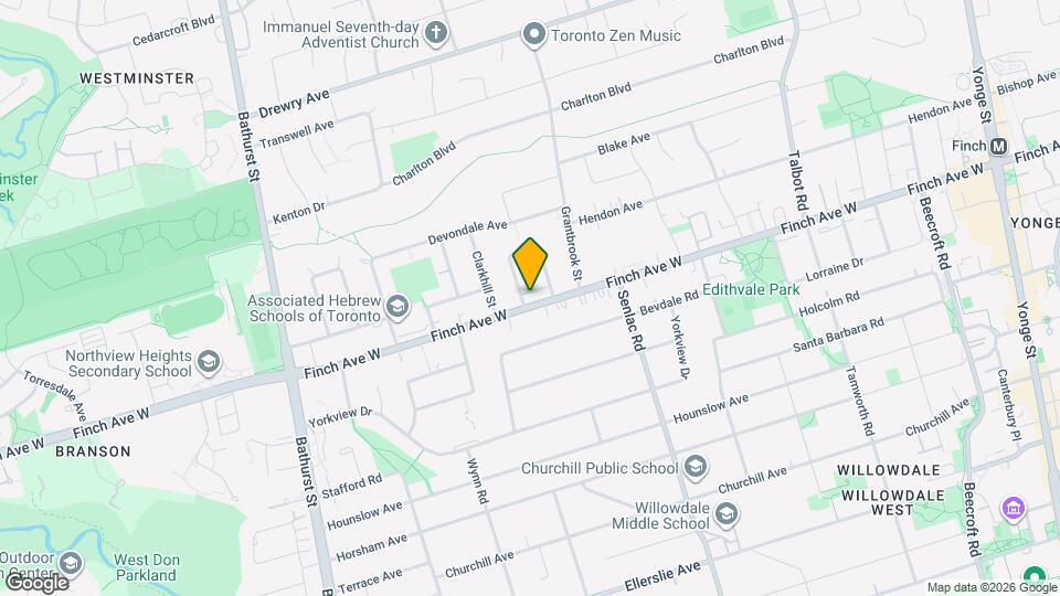 214A Finch Av W Map and Location Details