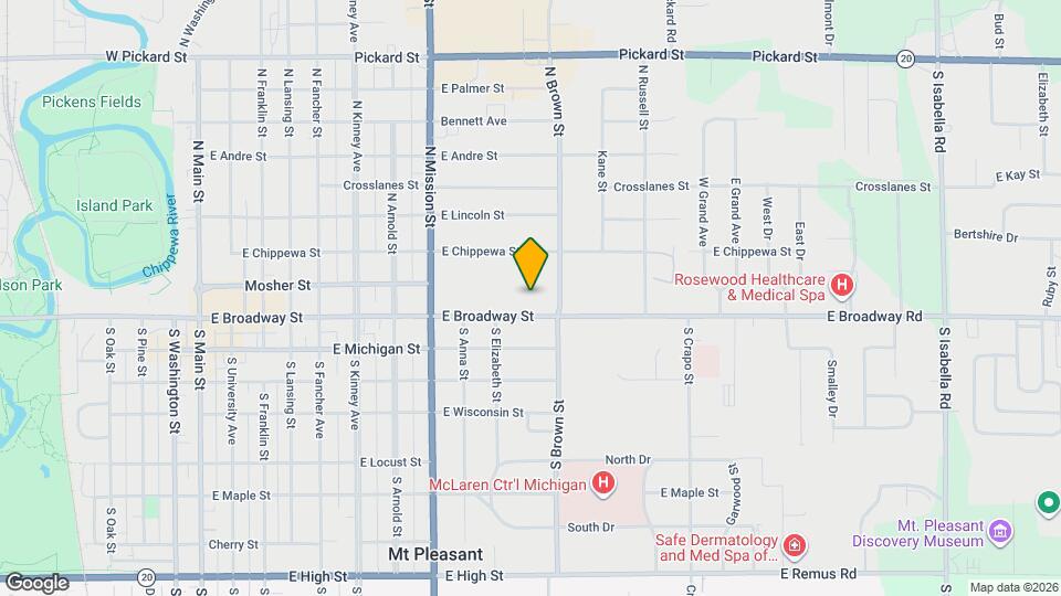 1021 E Broadway St Map and Location Details