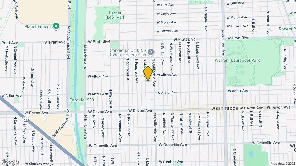 6535 N Mozart St Map and Location Details