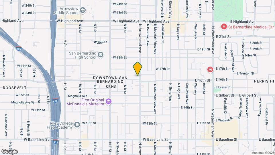 1600 N Arrowhead Ave Map and Location Details