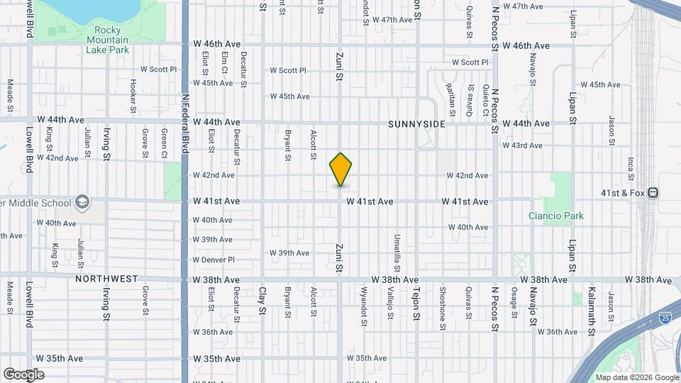 4122 Zuni St Mapa y Detalles de la Ubicación