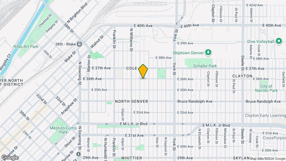1910 E 36th Ave Mapa y Detalles de la Ubicación