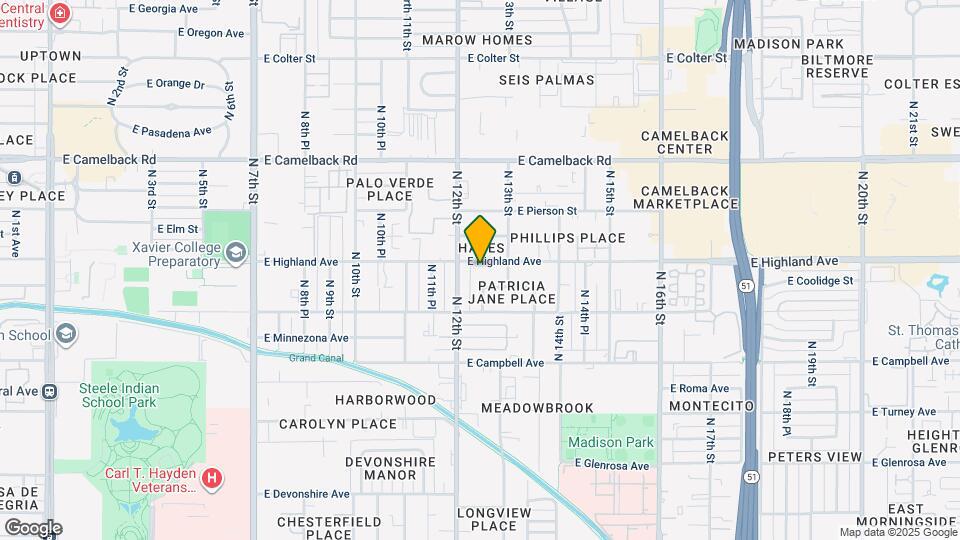 1221 E Highland Ave Map and Location Details