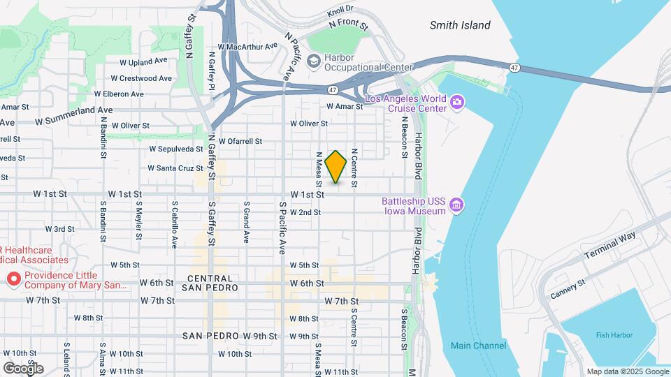 340 W 1st St Map and Location Details