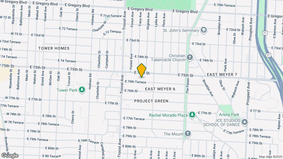 1158 E 75th Terrace Map and Location Details