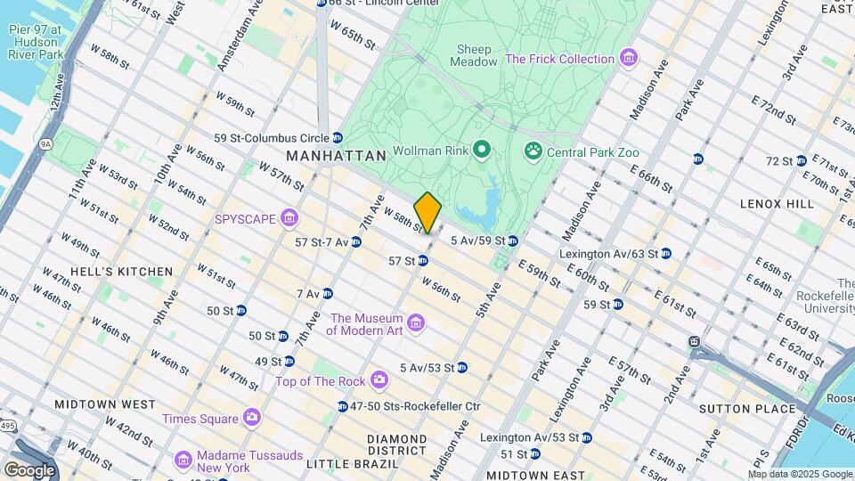 100 W 58th St Map and Location Details
