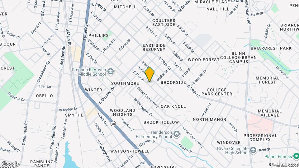 2 Bed, 1 Bath Home with Bonus Room in Bryan for August Move in! Map and Location Details