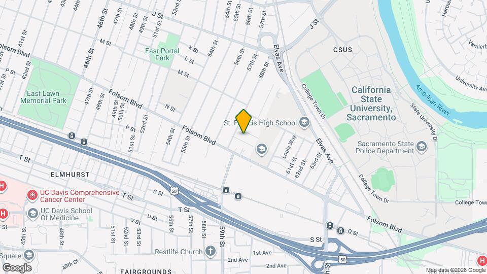 5821 O St Map and Location Details