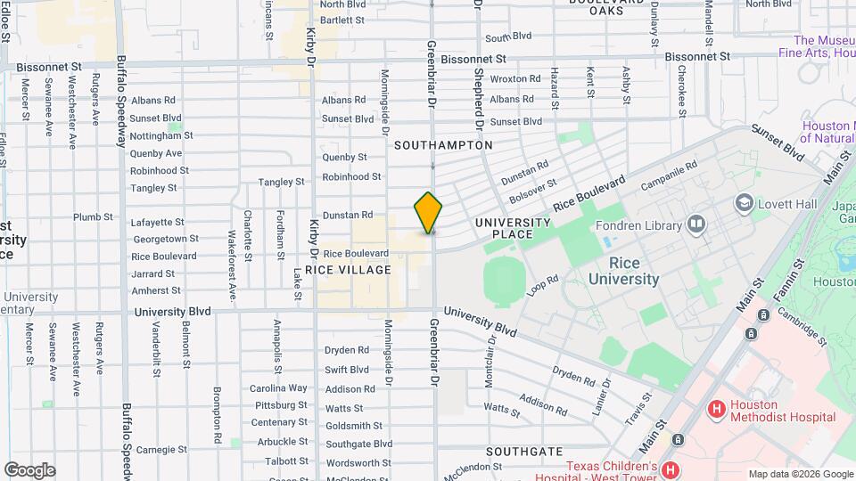 5310 Greenbriar Dr, Unit Walkable Rice U Apt Map and Location Details