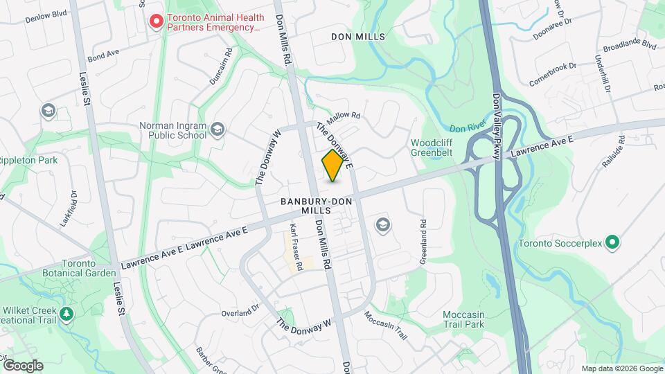 1002 Lawrence Ave E Map and Location Details