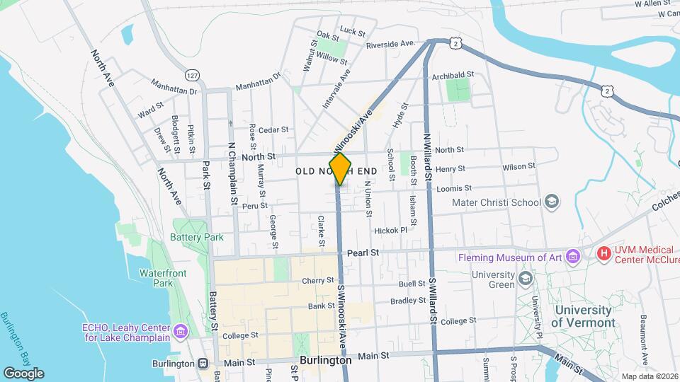 90 N Winooski Ave Map and Location Details