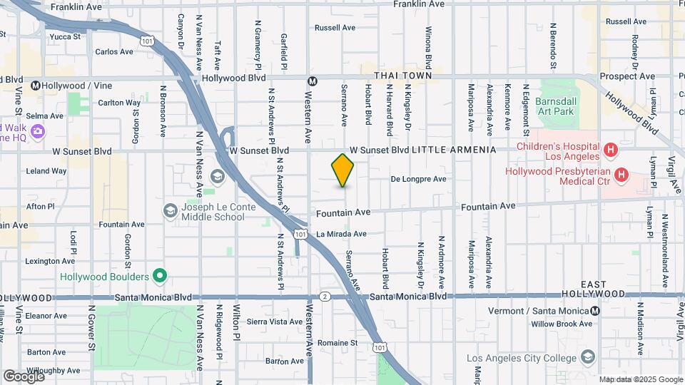1351 N Serrano Ave Mapa y Detalles de la Ubicación