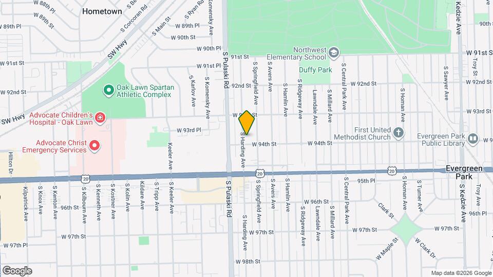 9347 S Harding Ave, Unit Unit 2 Map and Location Details