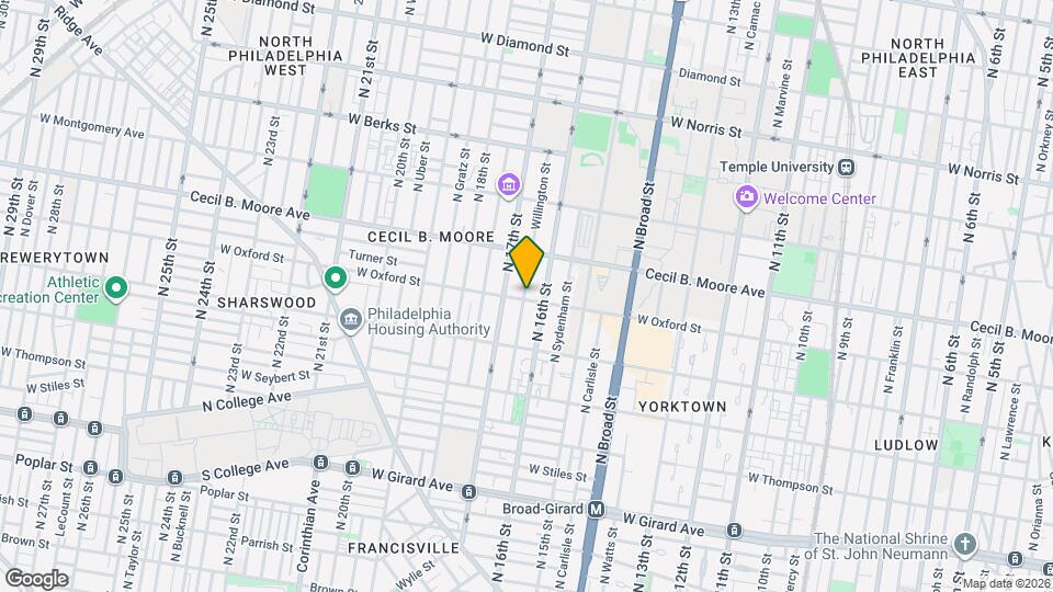 1611 W Oxford St, Unit Apt. 1 Map and Location Details