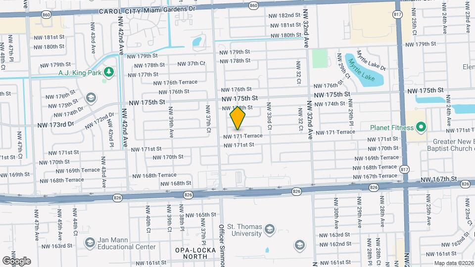 3501 NW 171 Terrace Map and Location Details