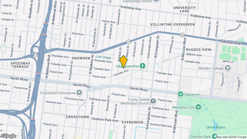1556 Tutwiler Ave Map and Location Details