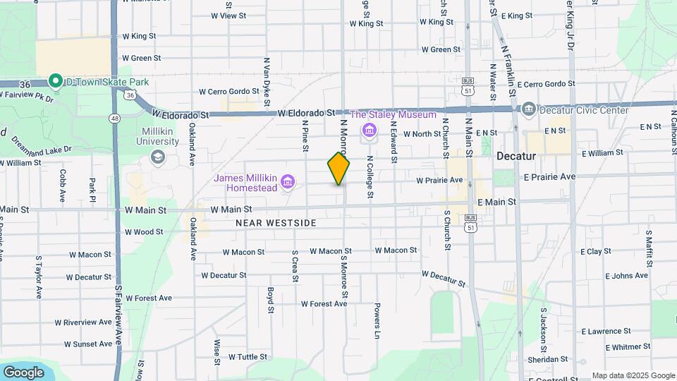 615 W Prairie Ave Map and Location Details