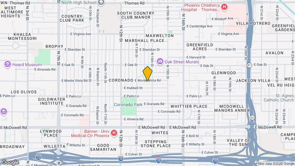 1333 E Monte Vista Rd Mapa y Detalles de la Ubicación