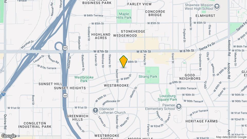 10202 W 88th Terrace Map and Location Details