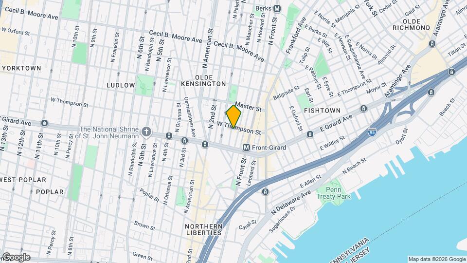 1253 N Mascher St, Unit B Map and Location Details