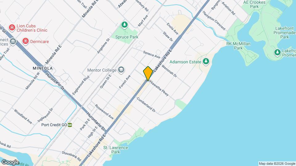 273 Lakeshore Rd E Map and Location Details