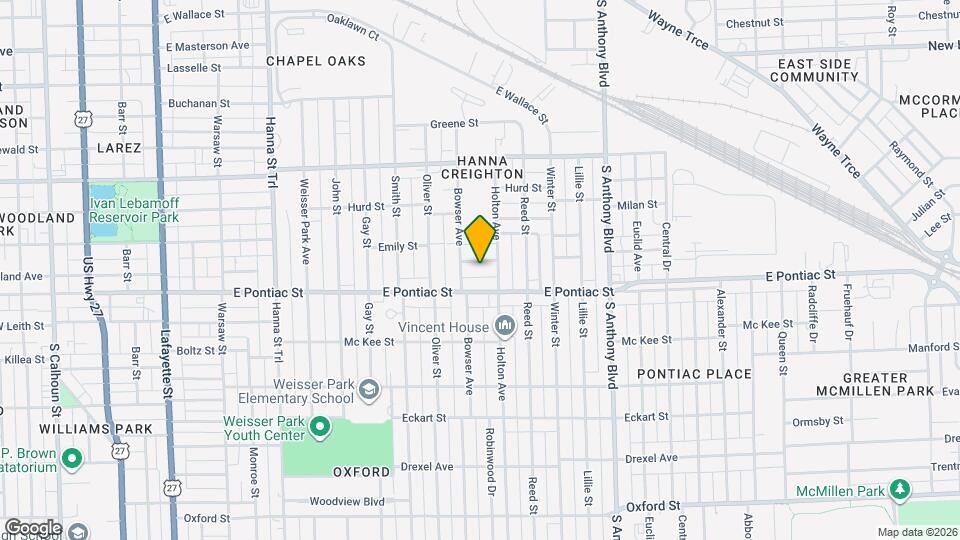 1320 E Woodbine Pl Map and Location Details