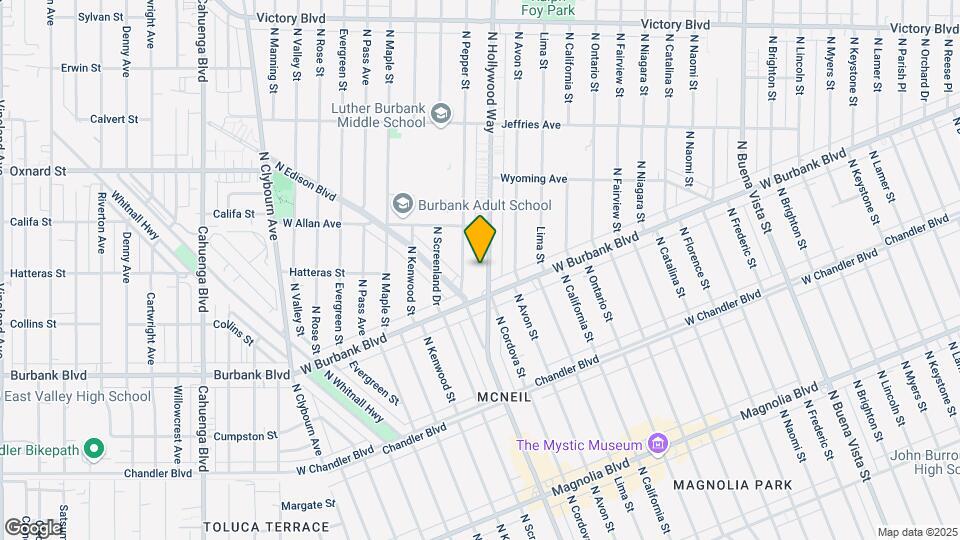 1423 N Hollywood Way Mapa y Detalles de la Ubicación