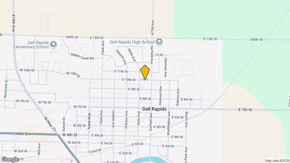 Spacious 2 Bedroom, 2 Bath Home in the Heart of Dell Rapids Map and Location Details