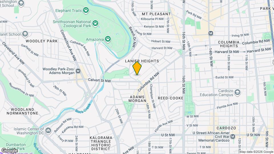 1795 Lanier Pl NW, Unit Unit 5 w Pvt Roof Parking Map and Location Details