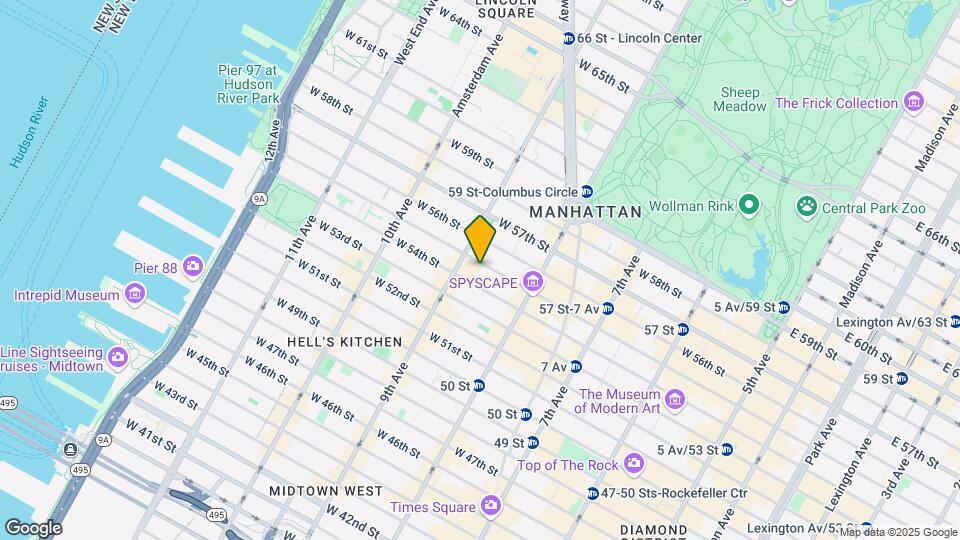 350 W 55th St Mapa y Detalles de la Ubicación