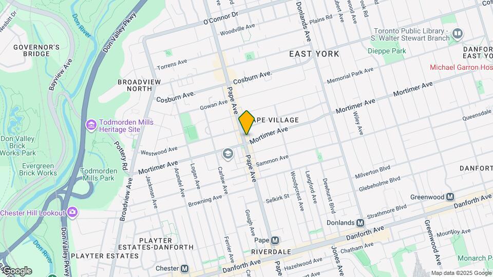 931 Pape Ave Map and Location Details