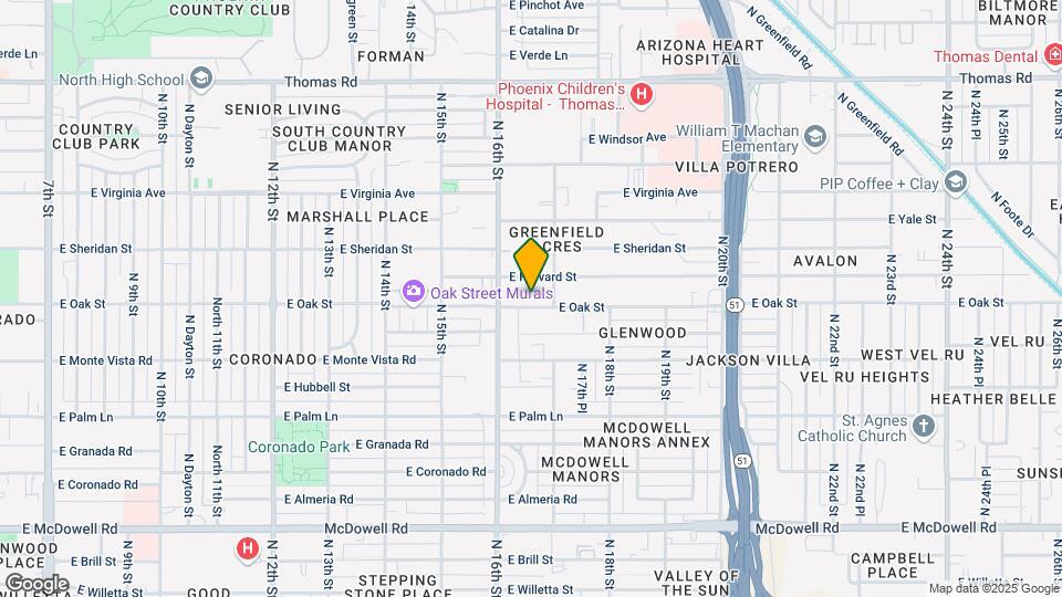 1624 E Oak St Map and Location Details