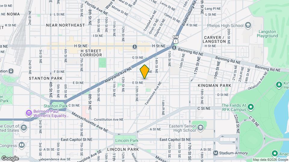 1332 E St NE, Unit Upper Map and Location Details