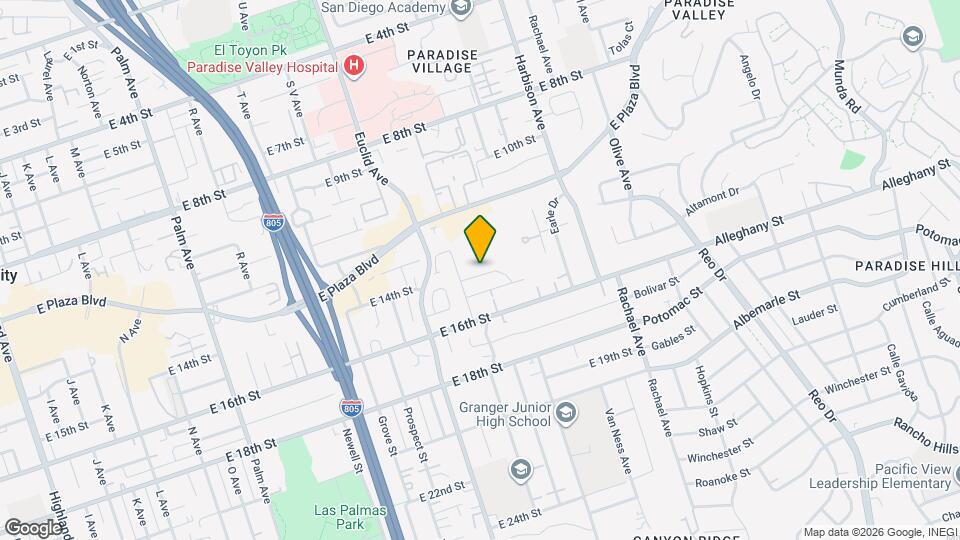 2633 E 14th St, Unit 1 Bed 1 Bath ADU Map and Location Details