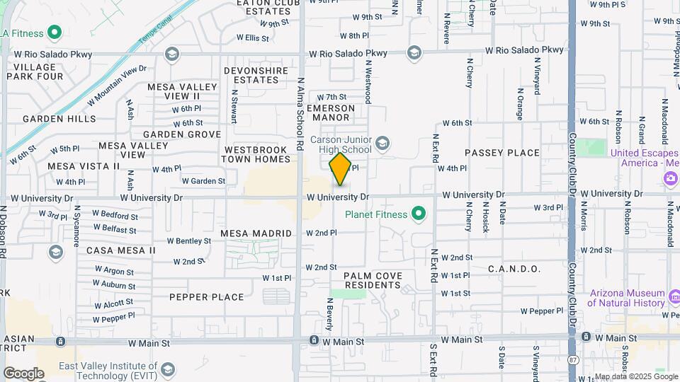 1050 W University Dr Map and Location Details