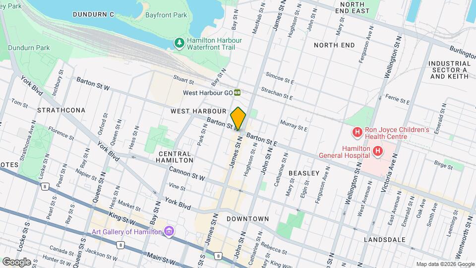 301 James St N, Unit Upper Map and Location Details