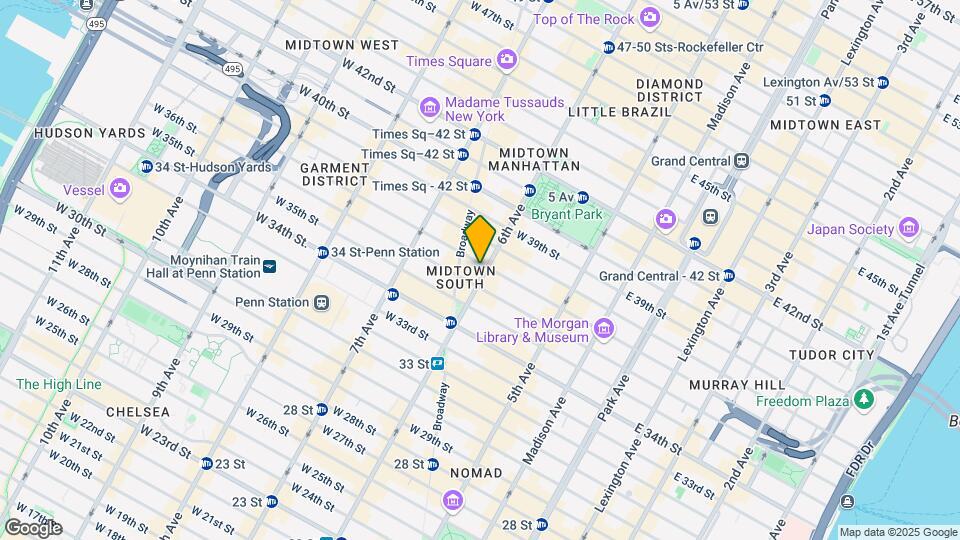 100 W 37th St Map and Location Details