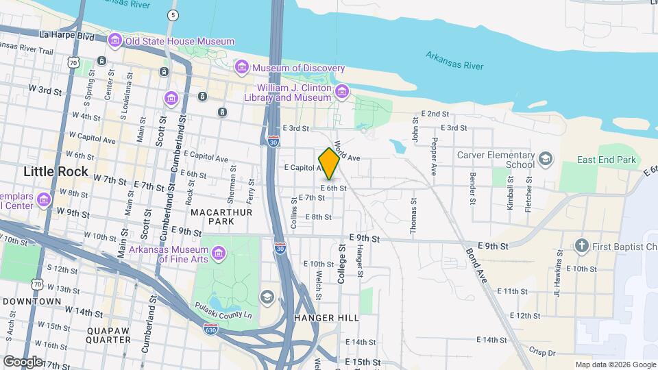 1020 E 6th St Map and Location Details